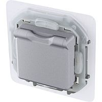 Розетка с заземлением без рамки Legrand Inspiria 1-м. крышка шторки IP44 алюминий картинка